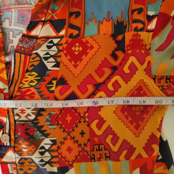 Christian Siriano NY Aztec Print Top Women SM Button Up Artsy Western Festival - Picture 11 of 12